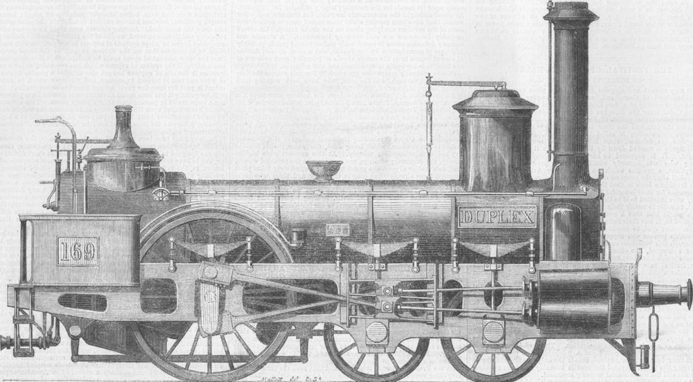 RAILWAYS. Austrian Locomotives. duplex engine, antique print, 1862