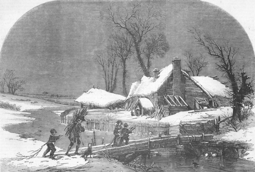 Associate Product LANDSCAPES. A winter scene, antique print, 1852