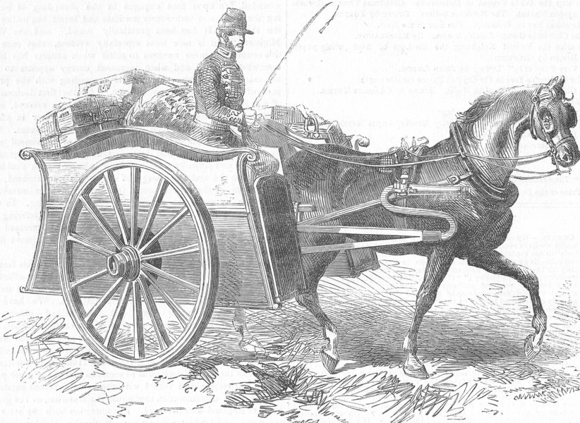 Associate Product TRANSPORT. Patent military foraging-cart, antique print, 1854