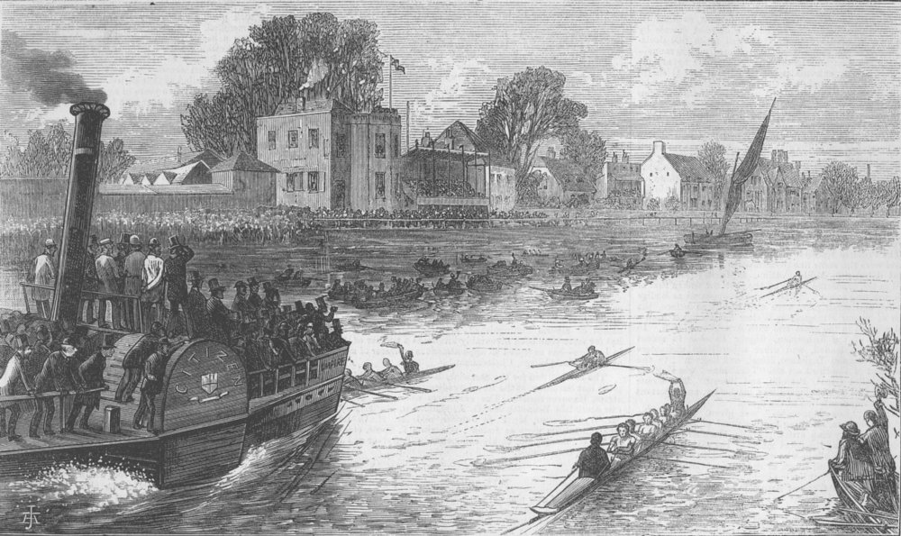ROWING. Race for Thames championship. finish, antique print, 1874