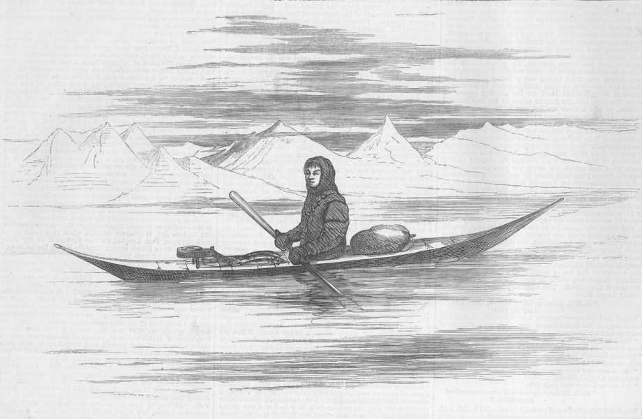 Associate Product ARCTIC. Greenlander of Sukkertop, his kayak, antique print, 1875
