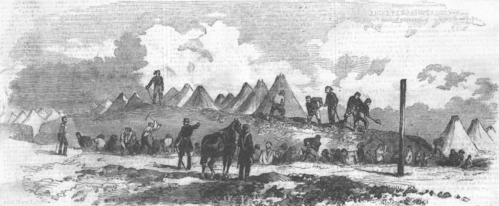 Associate Product YENIKALE. 71st Regt & Turks digging trenches, antique print, 1855