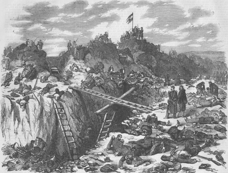 Associate Product UKRAINE. Removing casualties, Malakhov, antique print, 1855