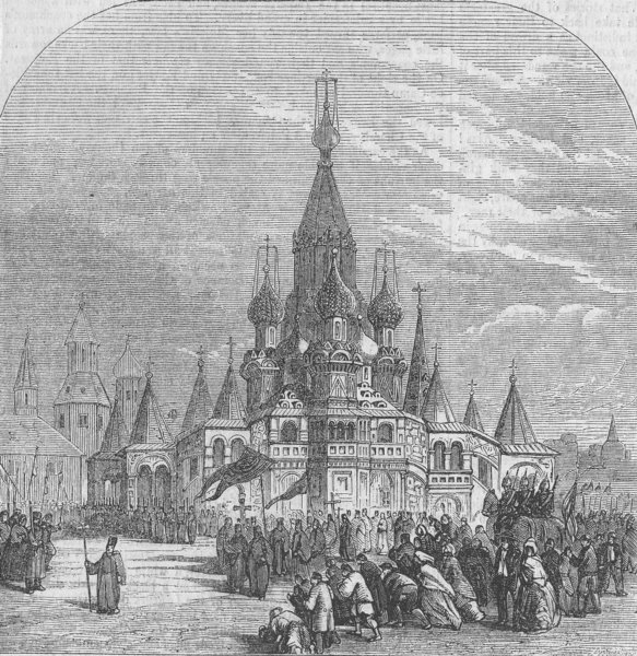 RUSSIA. Church of William Happy, Moscow, antique print, 1856