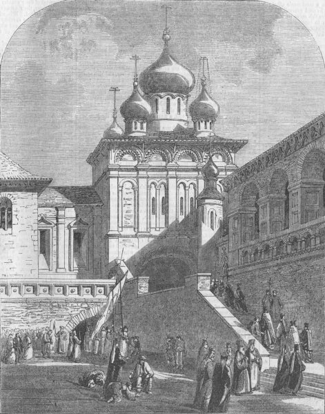 RUSSIA. Cathedral of 12 apostles, Moscow, antique print, 1856