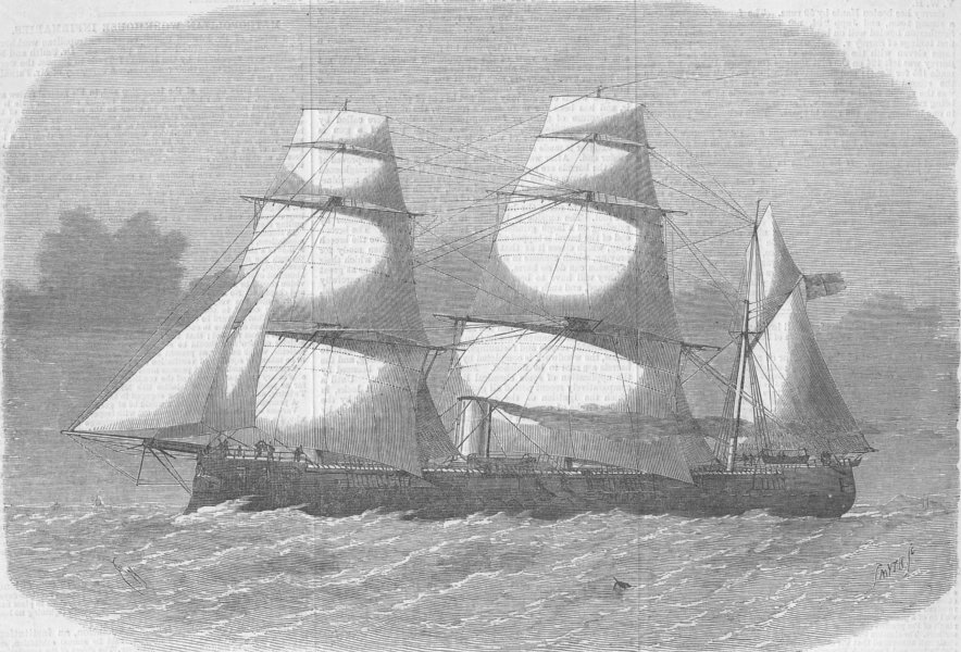 Associate Product IRELAND. HMS Amazon, sloop of wa, antique print, 1866