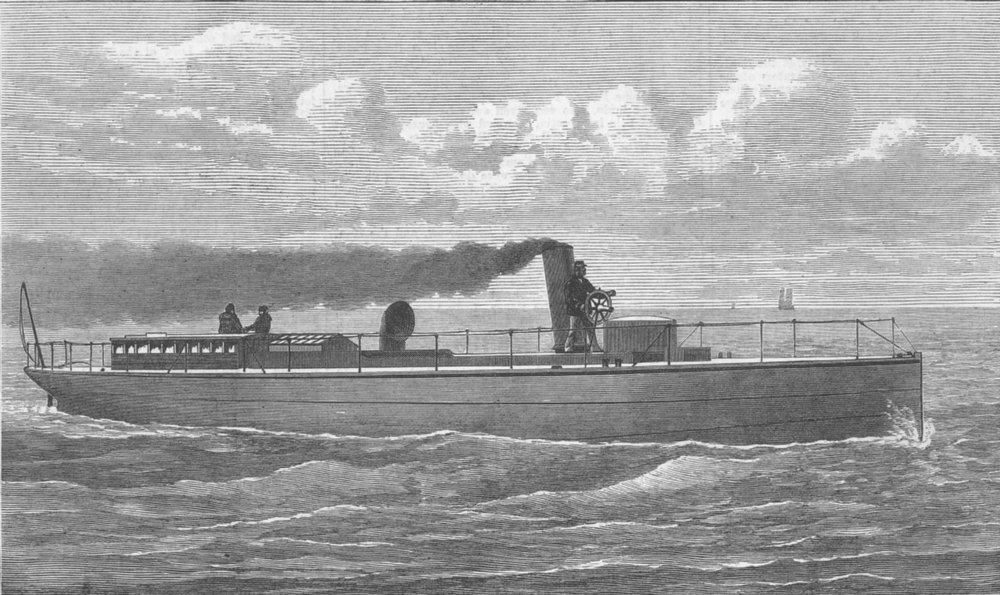 SHIPS. The lightning torpedo-vessel, antique print, 1877