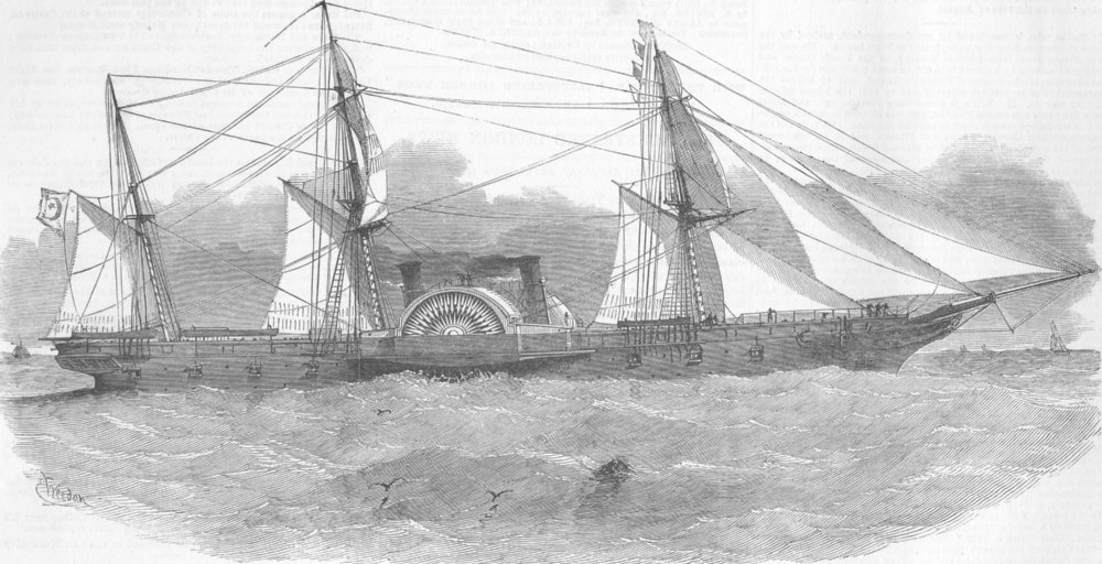 Associate Product EGYPT. Ship Faid Gihaad, built for Pacha of  Egypt, antique print, 1852