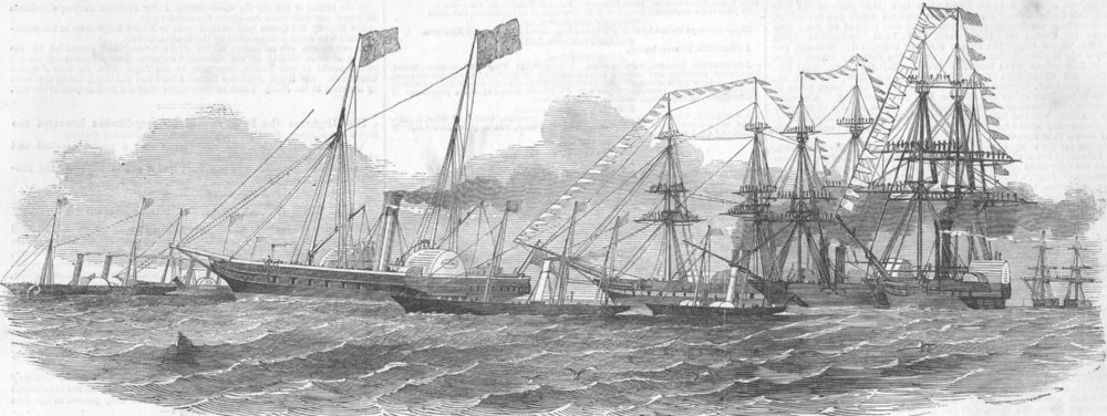 Associate Product IOW. Queen's cruise-Royal fleet, antique print, 1852