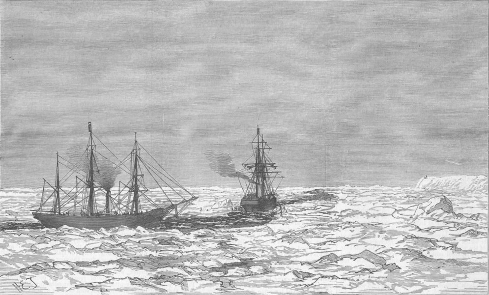 Associate Product POLAR REGIONS. Discovery, channel, Ice, antique print, 1876