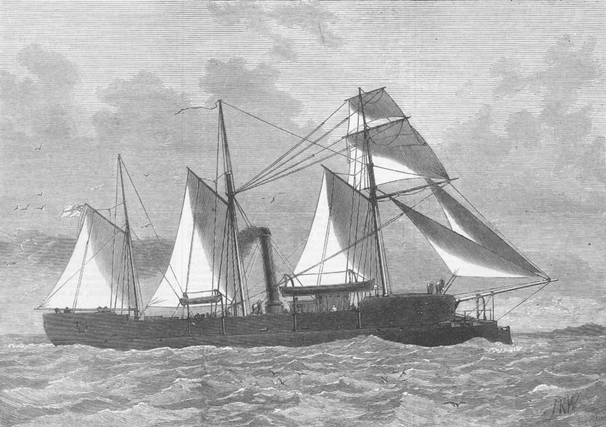 Associate Product SAUDI ARABIA. New gunboat Medina, for river service, antique print, 1876