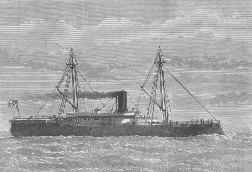 Associate Product SHIPS. H M Iron-Clad ram Rupert, antique print, 1874
