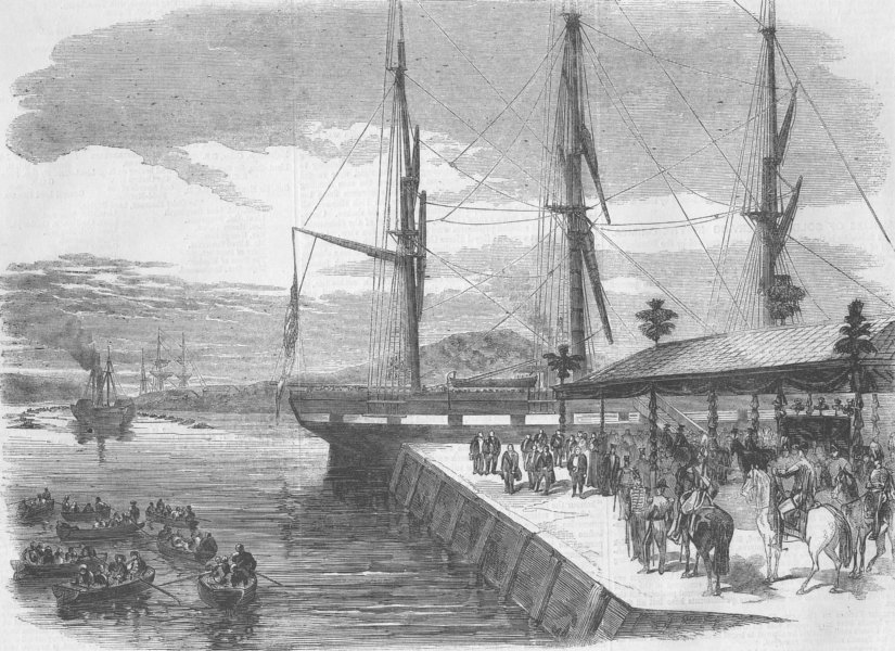 Associate Product PORTS. The Star approaching the quay, antique print, 1855