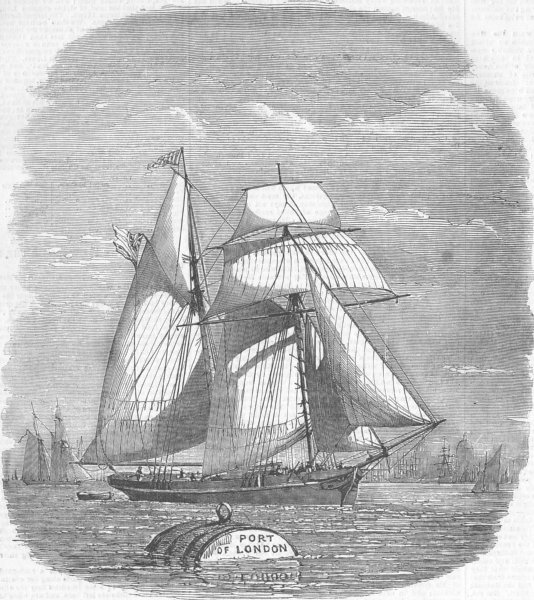 Associate Product LONDON. Spanish ship arriving with Christmas fruit, antique print, 1854
