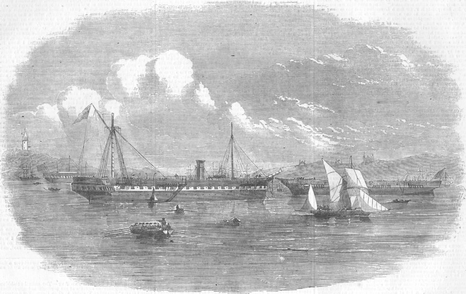 TURKEY. Wreck of Caduceus & ship Melbourne, antique print, 1854