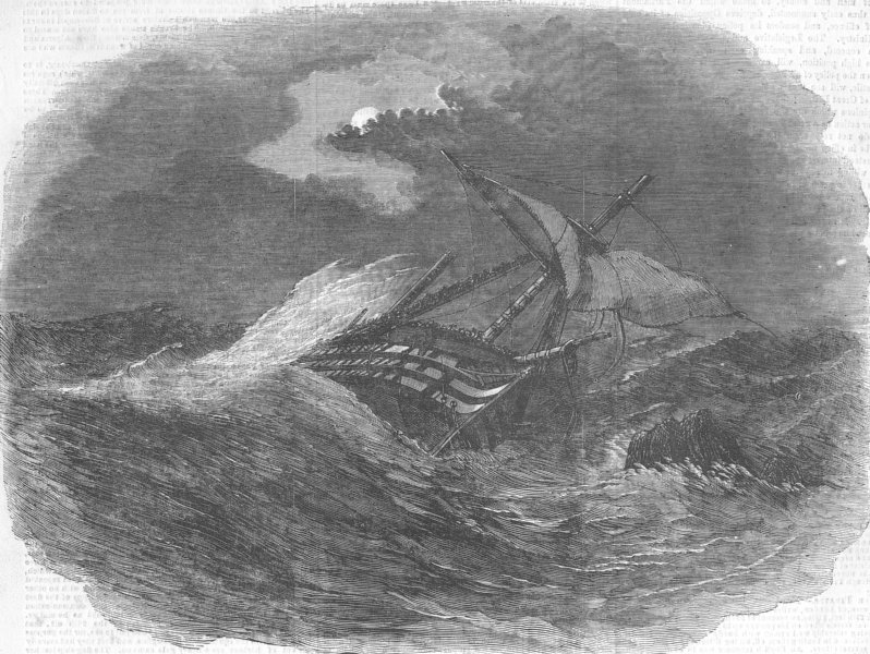 TURKEY. Egyptian shipwreck between Istanbul & Varna, antique print, 1854