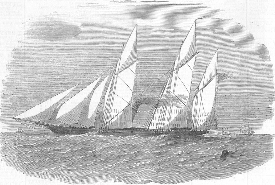 Associate Product SHIPS. Gun-ship Wrangler, built for Baltic, antique print, 1854