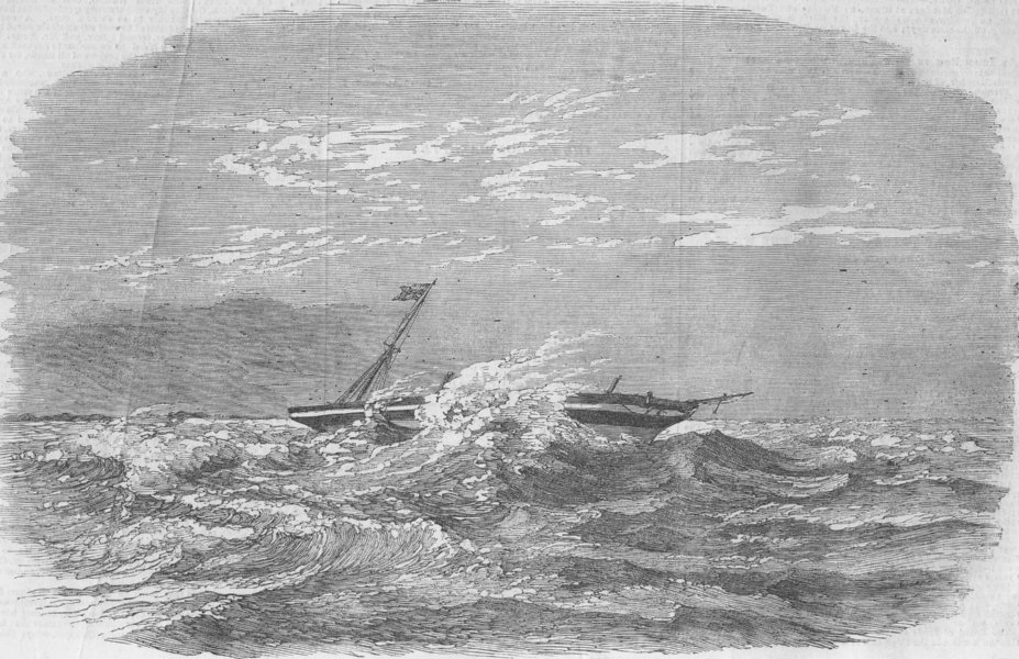 Associate Product CHINA. Wreck of Douro Ship, Paracels, Sea, antique print, 1854