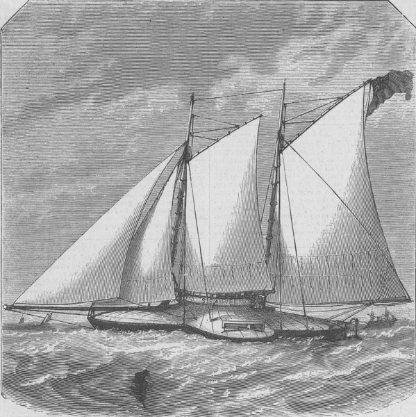 Associate Product SEASCAPES. Moody's sea refuge & telegraph-ship, antique print, 1870