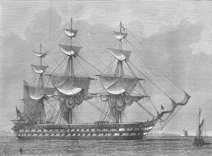 Associate Product KENT. HMS Duncan, Flagship, Sheerness, antique print, 1874