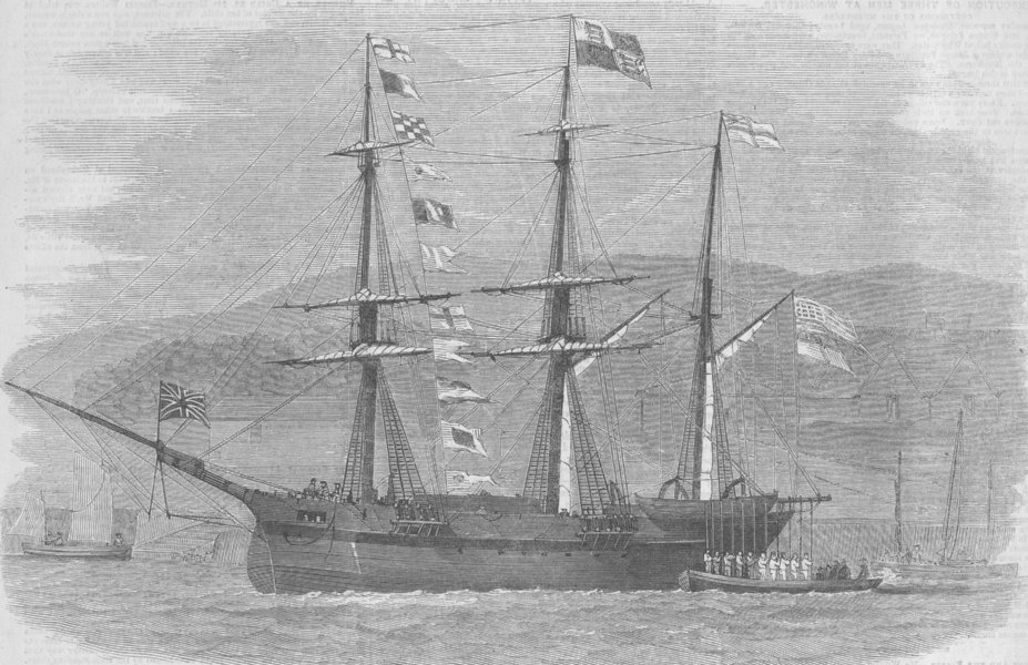 ARCTIC. Discovery ship Resolute, antique print, 1856