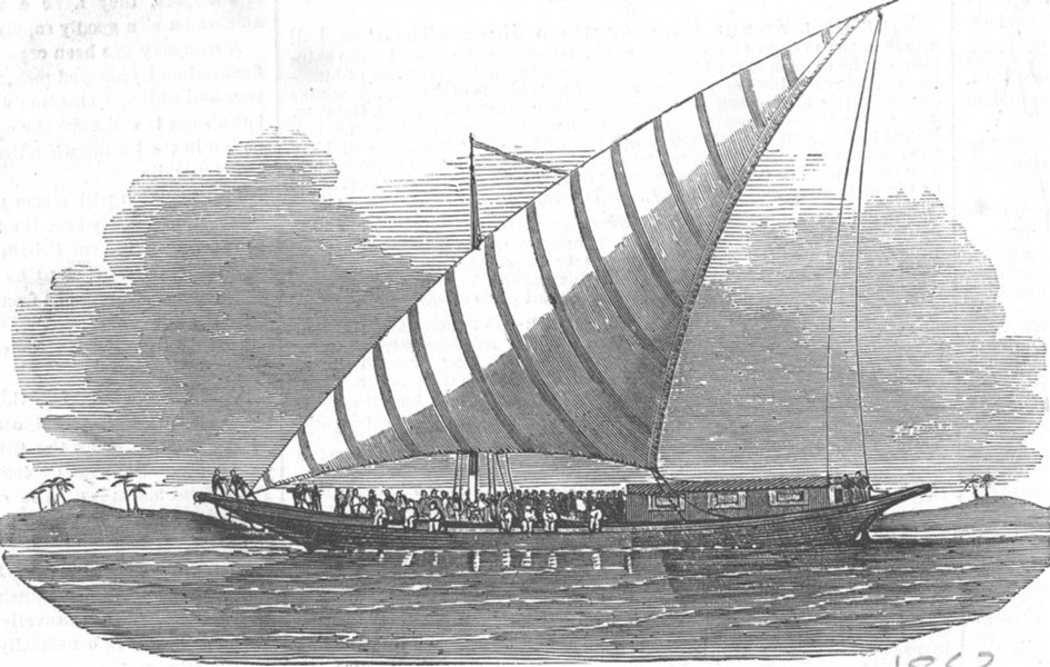 Associate Product EGYPT. Nile Boat, antique print, 1853