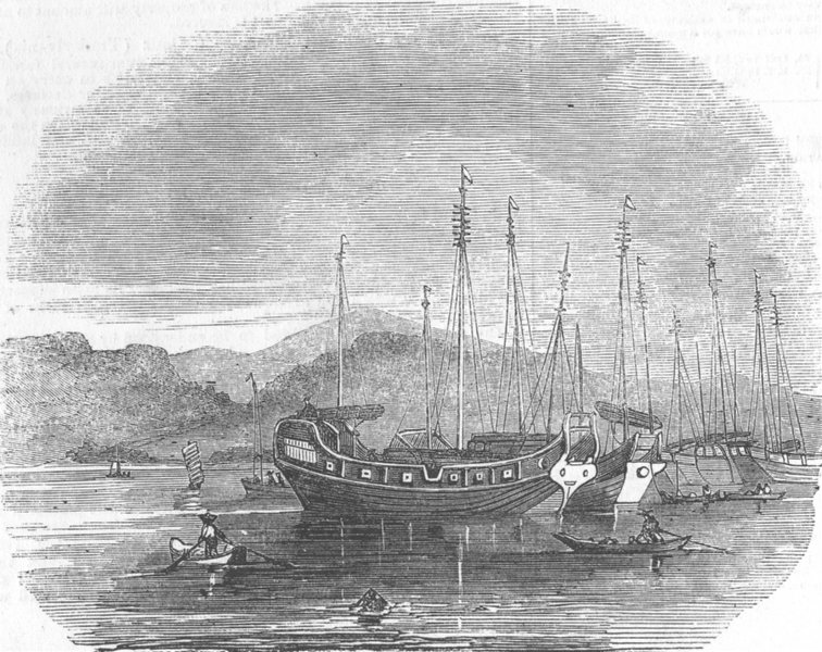 Associate Product CHINA. Sketch, Xiamen harbour, antique print, 1853
