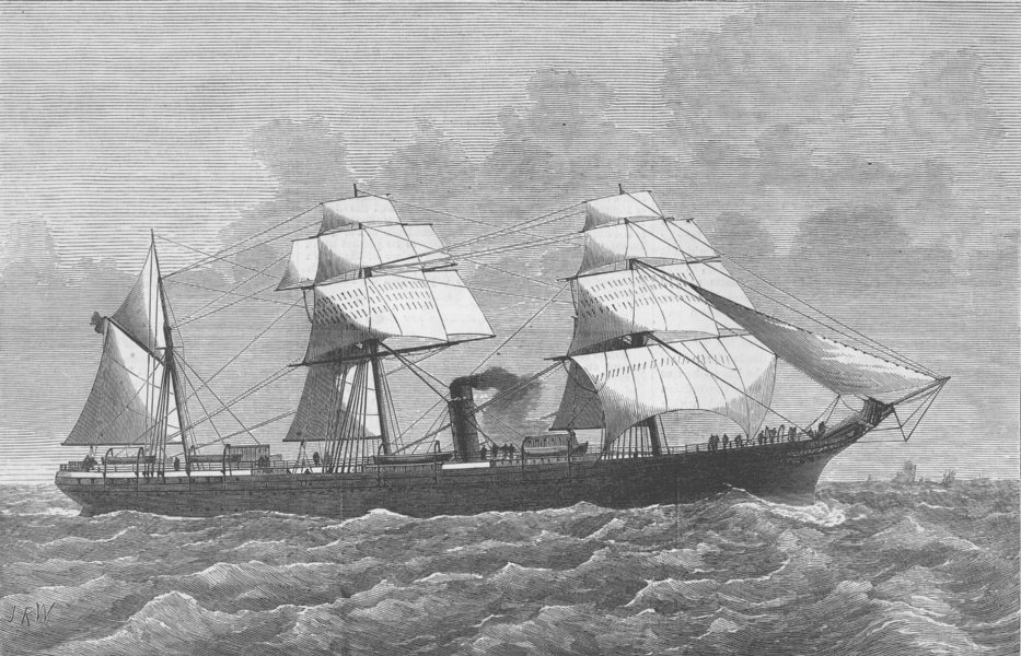 Associate Product SPAIN. 3rd Carlist War. ship Alfonso XII, antique print, 1876