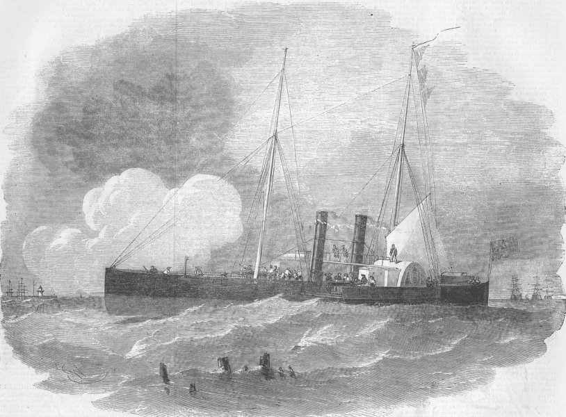 Associate Product SHIPS. The Recruit steam gun-boat, antique print, 1855