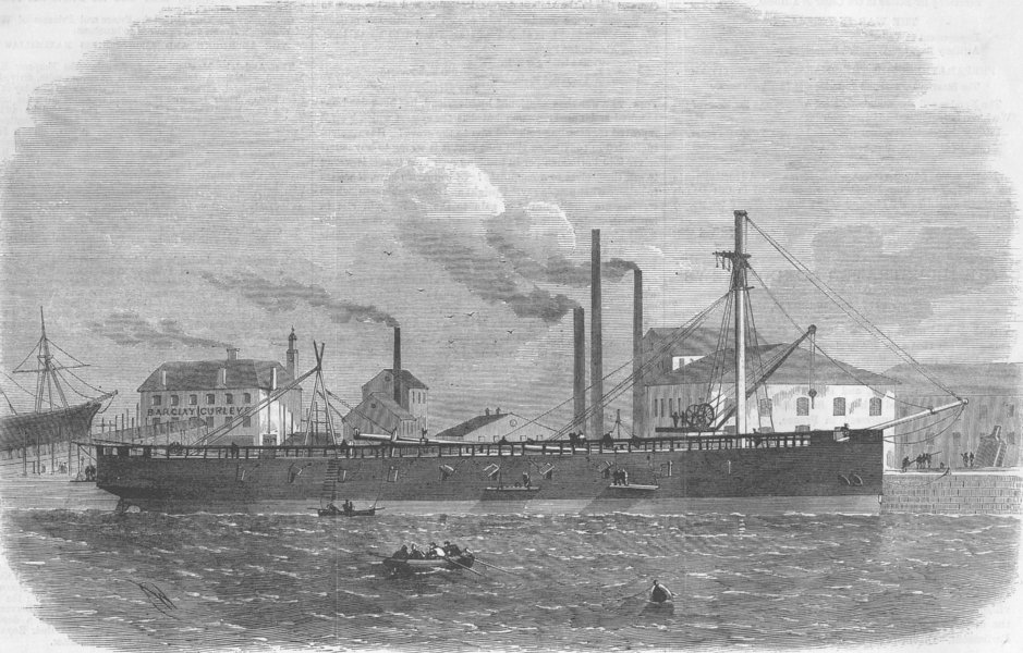Associate Product CLYDE. Armour-Clad ship built, for Danish Govt, antique print, 1864