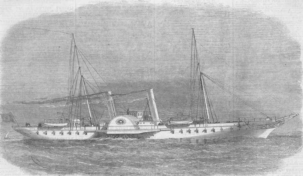 TURKEY. Steam-Yacht, Taliah, built for Sultan, antique print, 1864