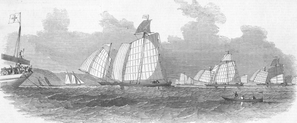 Associate Product BOATS. Chinese Boat-Race-winning, antique print, 1853