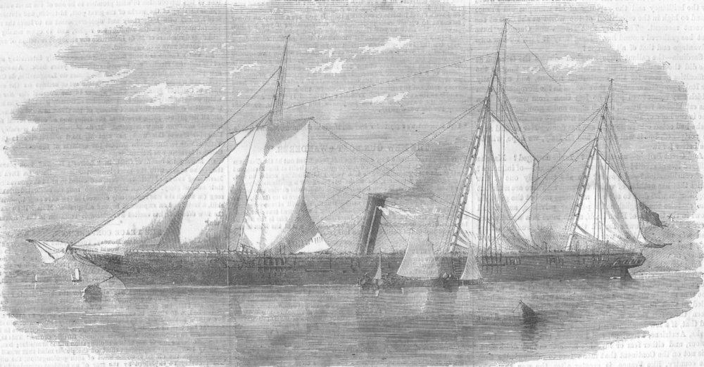Associate Product SHIPS. New dispatch gunboat Wanderer, antique print, 1856