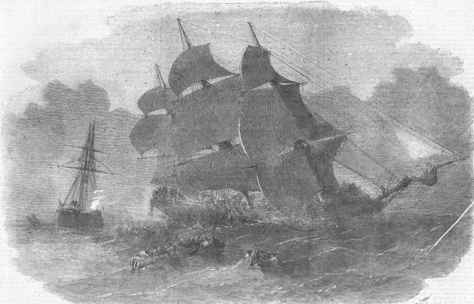 Associate Product DISASTERS. Ship crash, English Channel, antique print, 1856