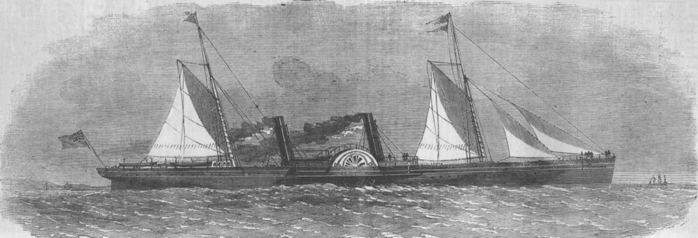 Associate Product SCOTLAND. New Glasgow & Belfast Mail ship, antique print, 1860