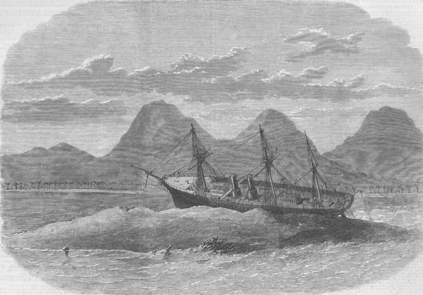Associate Product INDIA. P&O-ship Jeddo ashore Mumbai, antique print, 1866