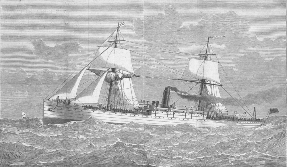 Associate Product SURREY. Ship Kinfauns Castle, built of steel, antique print, 1880