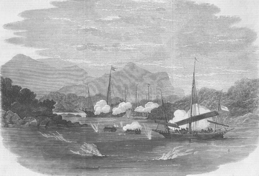 Associate Product CHINA. Sinking Chinese Pirate junks, Cho-Kee Bay, antique print, 1863