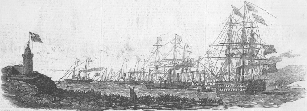 Associate Product IRELAND. Royal fleet, Cork Harbour, antique print, 1849