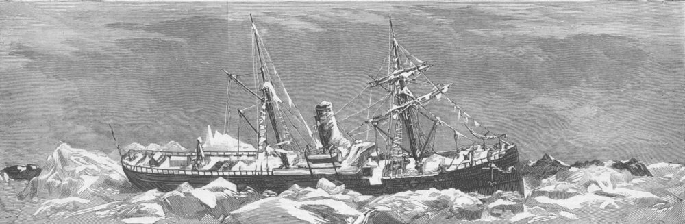 Associate Product SEASCAPES. Icebound, Baltic-ship West Stanley, antique print, 1881