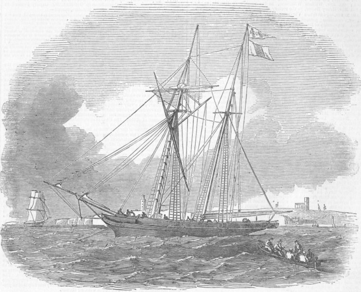 BOATS. The Azorian orange schooner, antique print, 1850