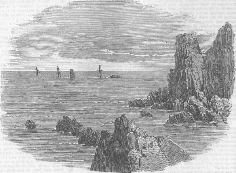 SCOTLAND. Wreck of Orion, high water, antique print, 1850