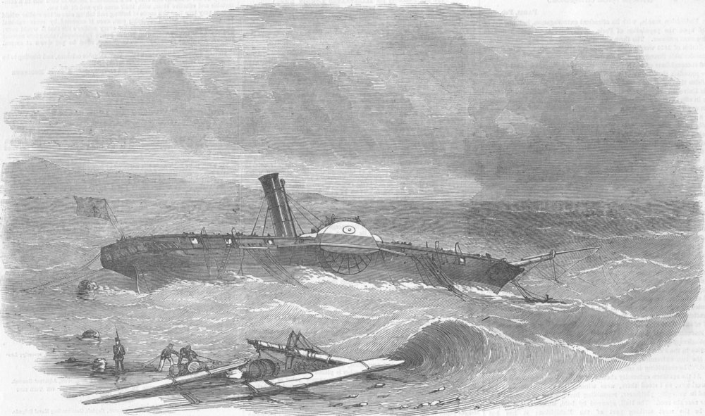 Associate Product GIBRALTAR. Wreck of steam-sloop Hecla , antique print, 1855