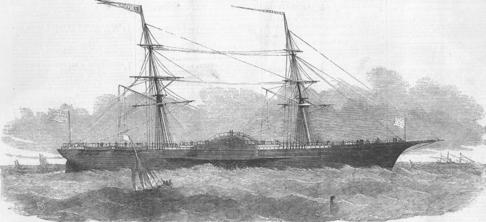 Associate Product BOATS. The Caloric Ship Ericsson, antique print, 1853