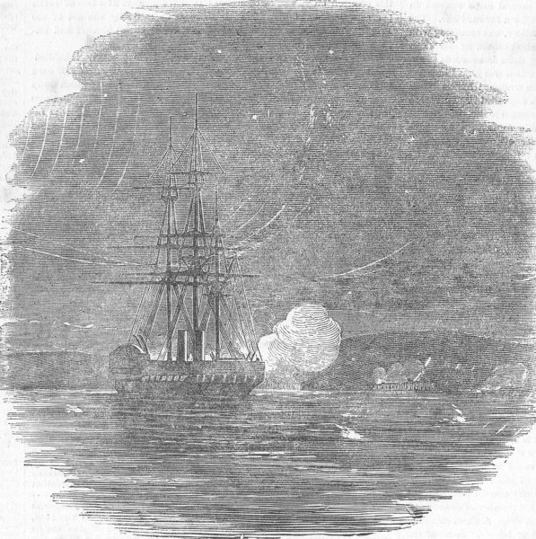 Associate Product UKRAINE. Sidon ship shelling Kerch, antique print, 1855