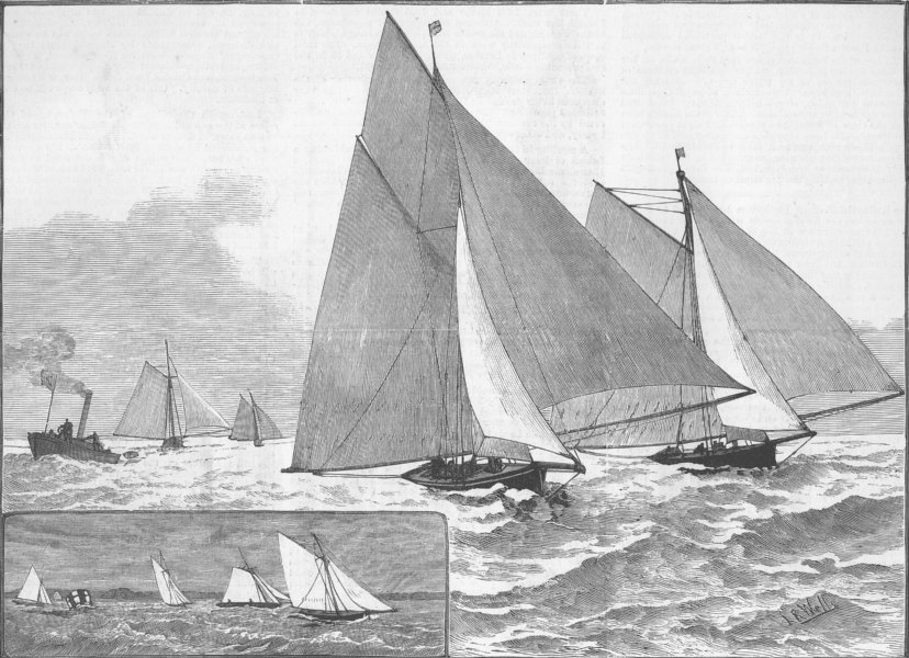 Associate Product SHIPS. Yachting Season. -tonner race, Thames, antique print, 1882