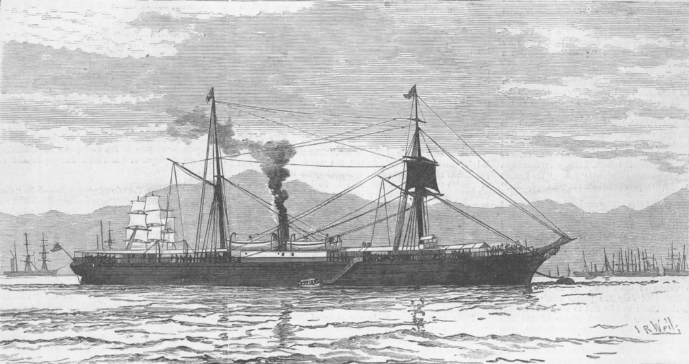 SHIPS. The Chinese tea-ship Mee-Foo, antique print, 1882