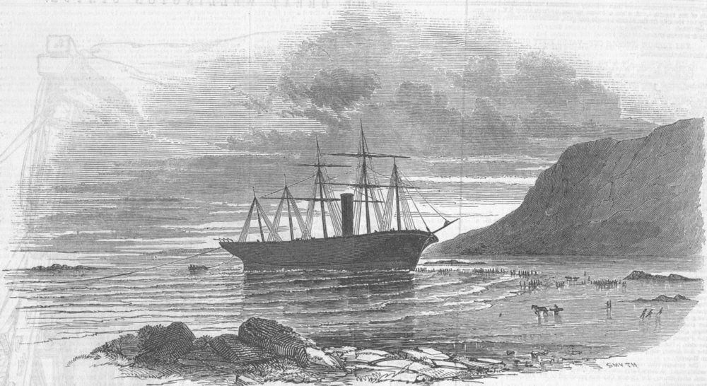 IRELAND. Gt Britain Ship-ashore Rathmullan, antique print, 1846