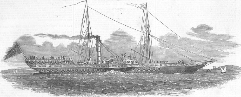Associate Product EGYPT. Steam-yacht Faid Rabani, built for Pacha of Egypt, antique print, 1853