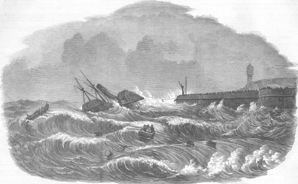 Associate Product ABERDEEN. Duke of Sutherland shipwreck, Pier, antique print, 1853